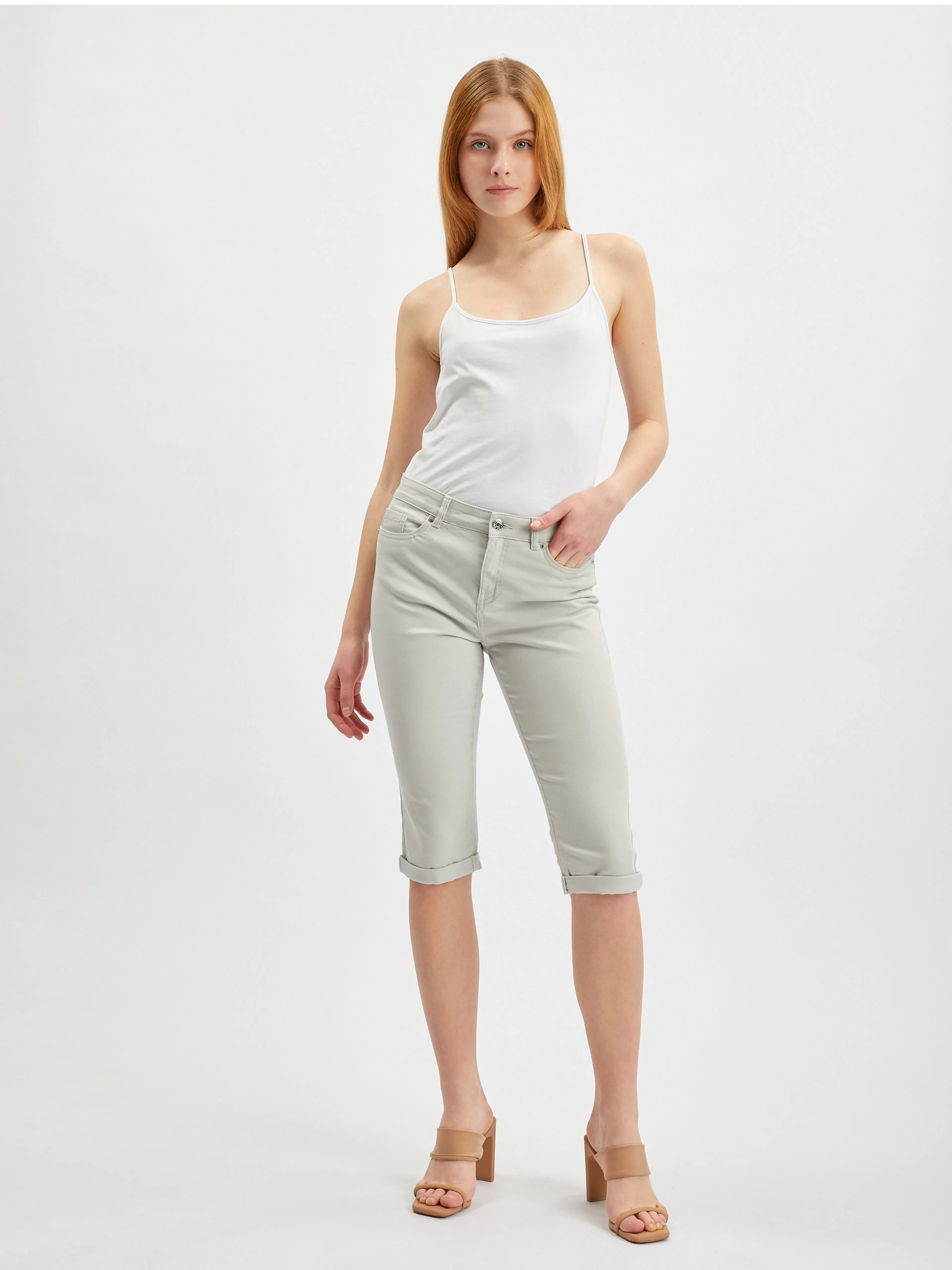 Hellgraue Damen-Cropped-Jeans ORSAY