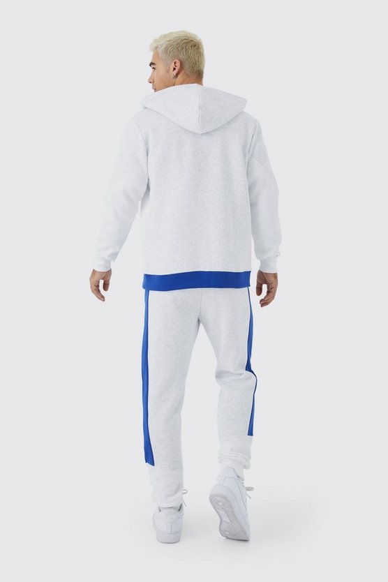 Slim-Fit Man Colorblock Hoodie mit Reißverschluss und Trichterkragen