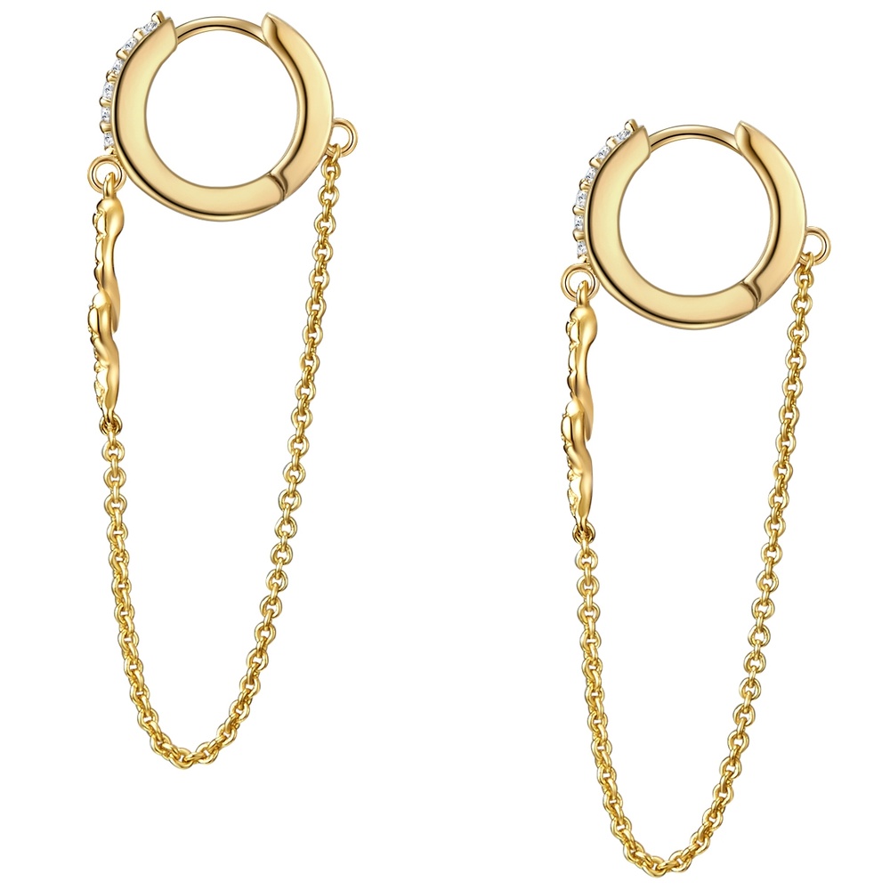 Glanzstücke München Créoles en argent Argent sterling Oxyde de zirconium (CZ) en Or jaune Boucles d'oreilles