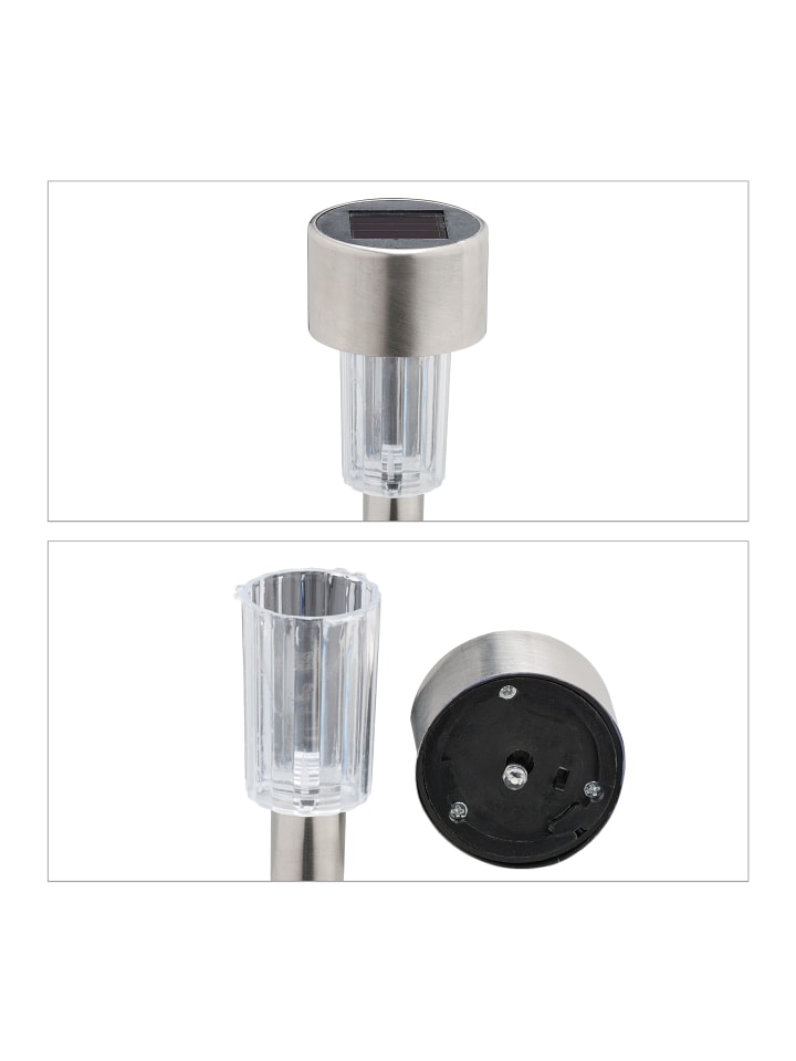relaxdays 12 x Solarlampe in Silber/ Schwarz günstig kaufen onesize