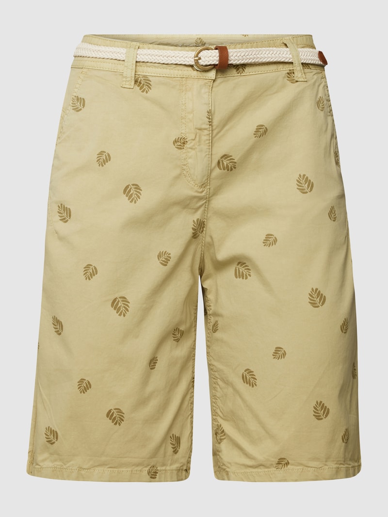 Shorts mit Gürtel in Flecht-Optik in schilf