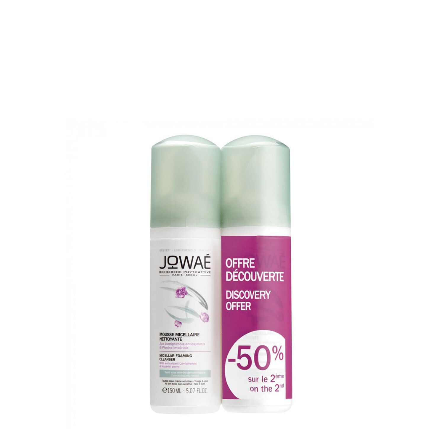 jowaé Mousse Micellaire Nettoyante Visage et Yeux 2 x 150 ml