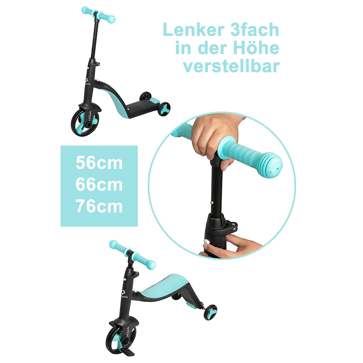 3-in-1 Kids Trike verwendbar als Laufrad Dreirad und Scooter