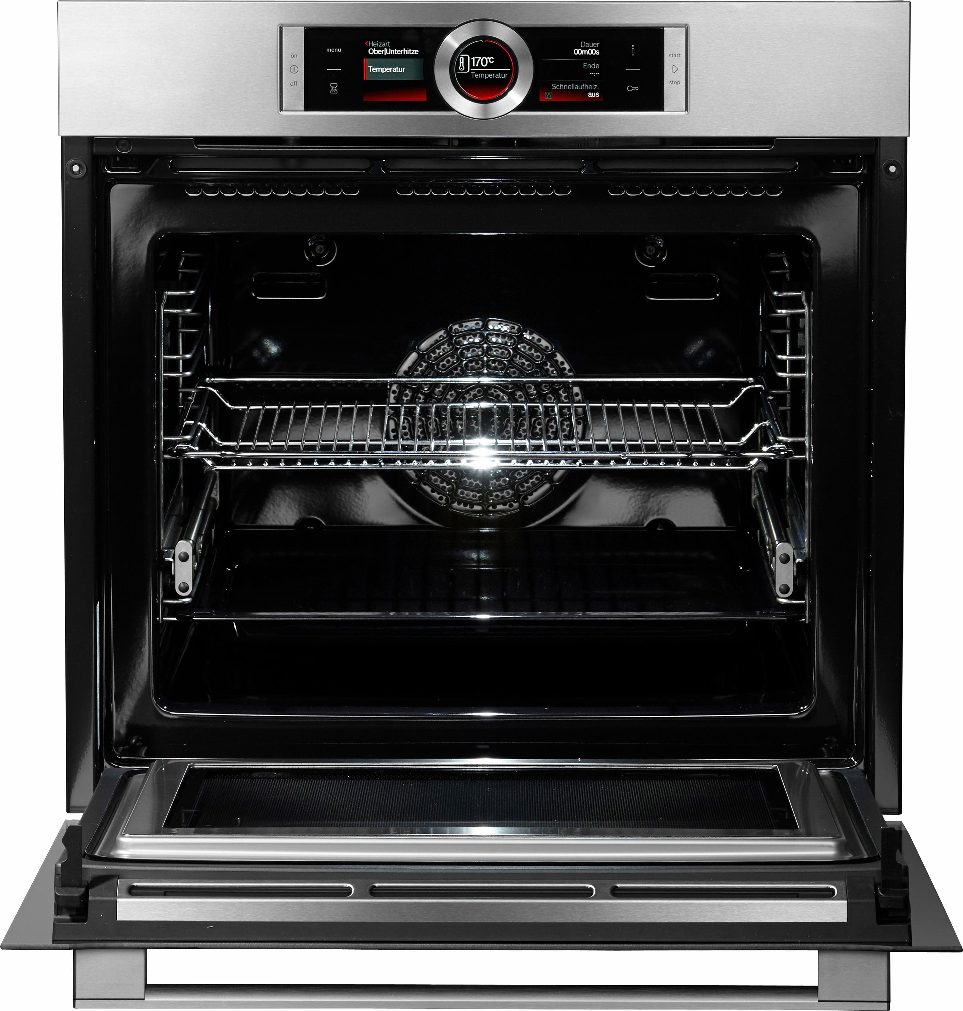 BOSCH Backofen mit Mikrowelle Serie 8 HMG6764S1, mit Vollauszug, Pyrolyse-Selbstreinigung, mit 4D Heißluft