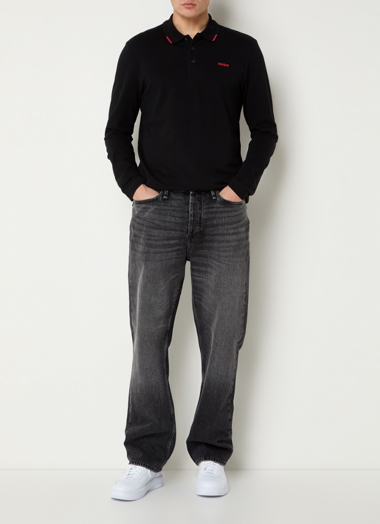 Polo HUGO BOSS Derrikos de corte regular com logotipo