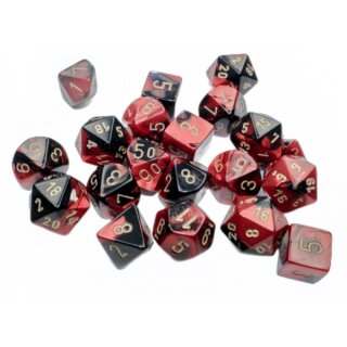 Gemini Bag of 20 Polyhedral Black Red/Gold (Limited Edition)