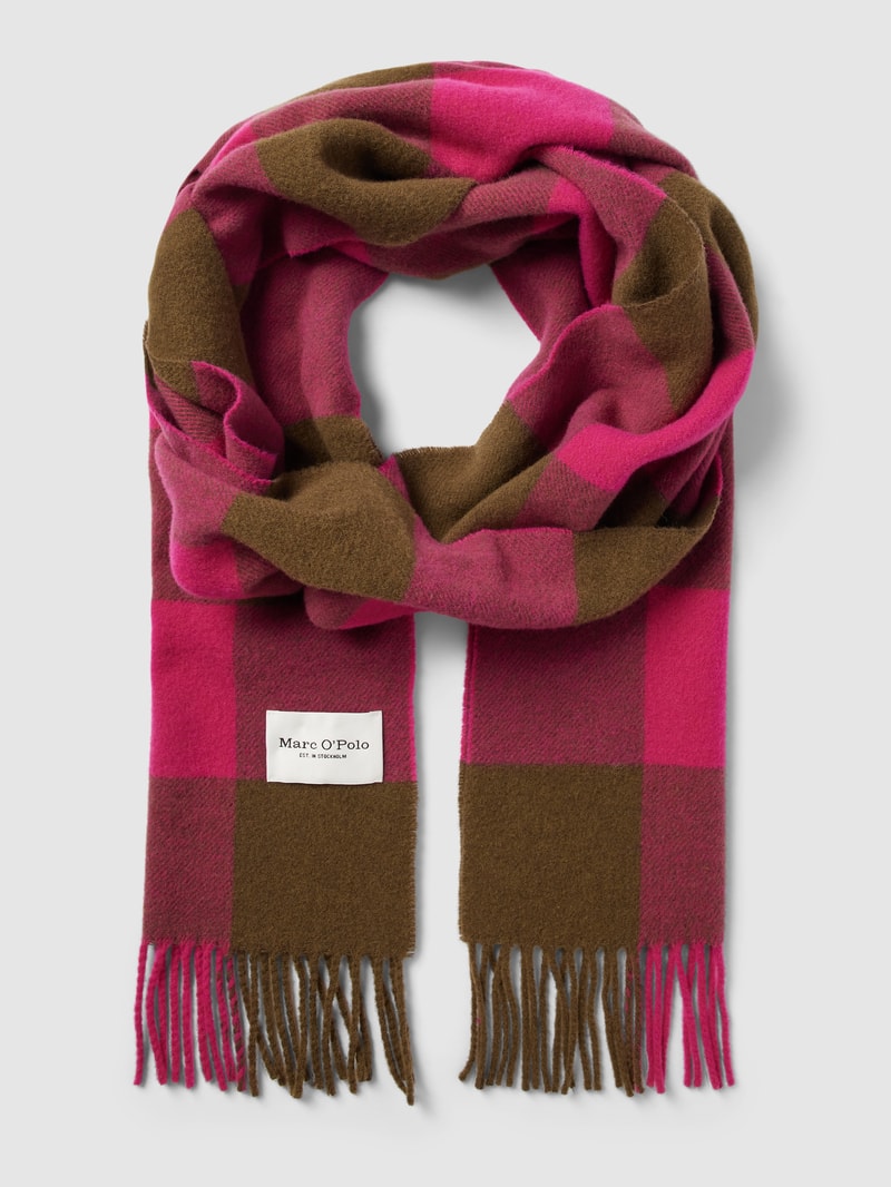 Wollschal mit Karomuster in pink