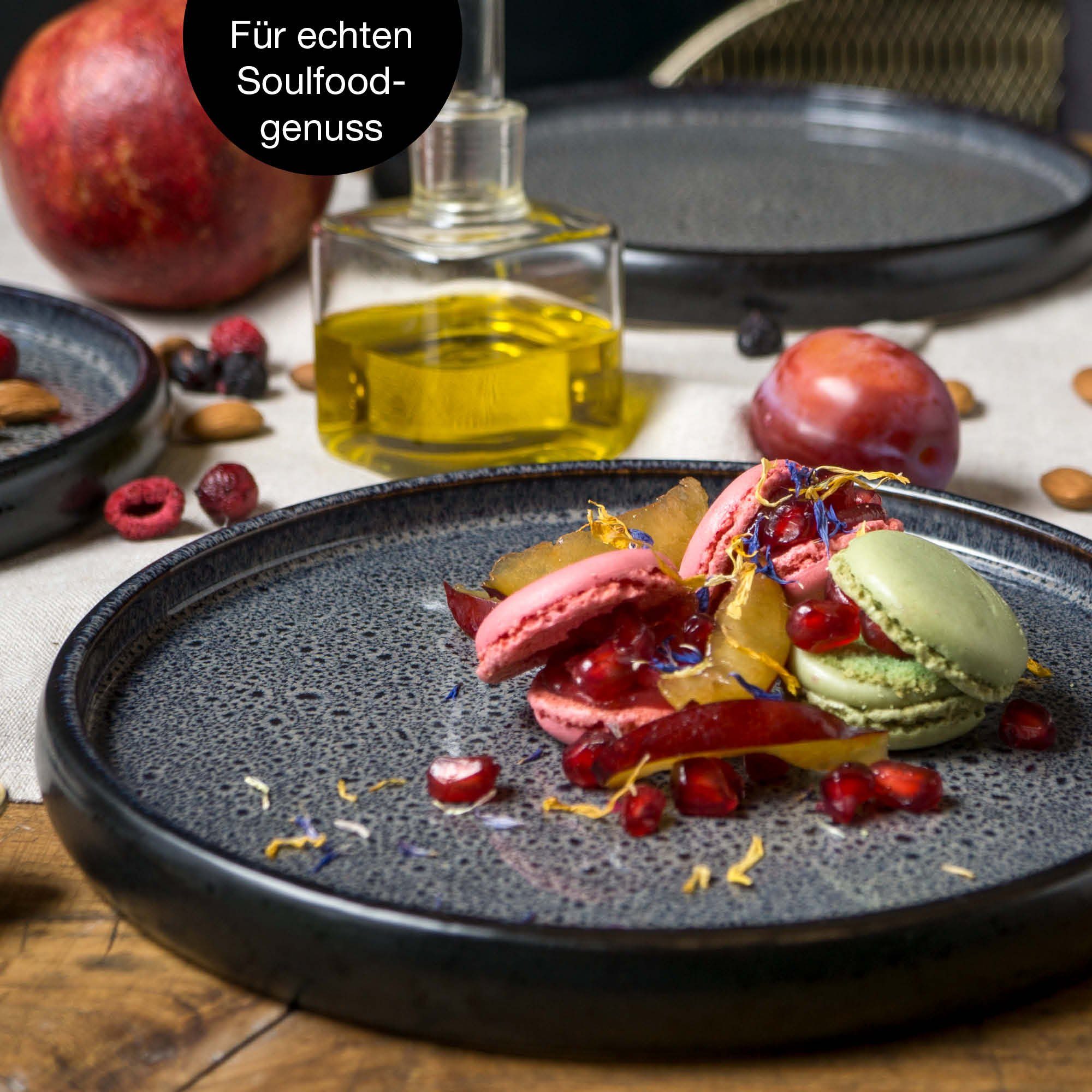 Moritz & Moritz Tafelservice Tafel Service Grau Reaktiv (18-tlg), Steinzeug, Kombigeschirr für 6 Personen