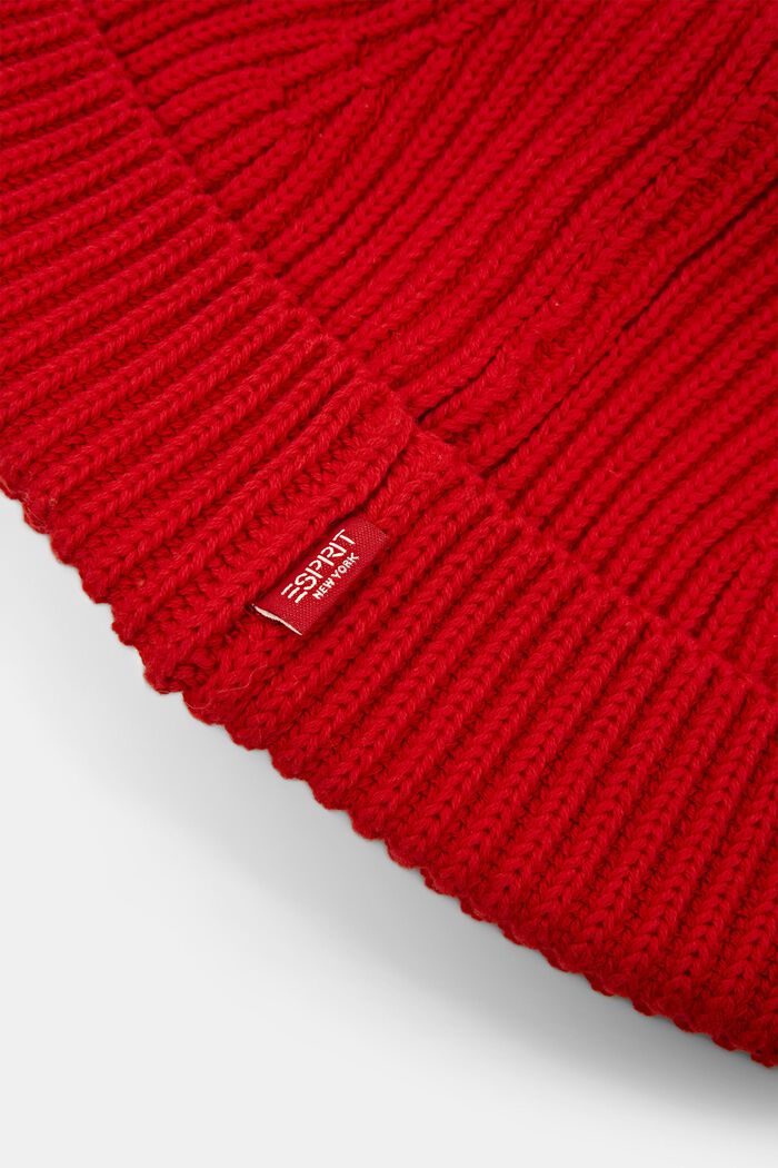Rippstrick-Beanie, 100 % Baumwolle