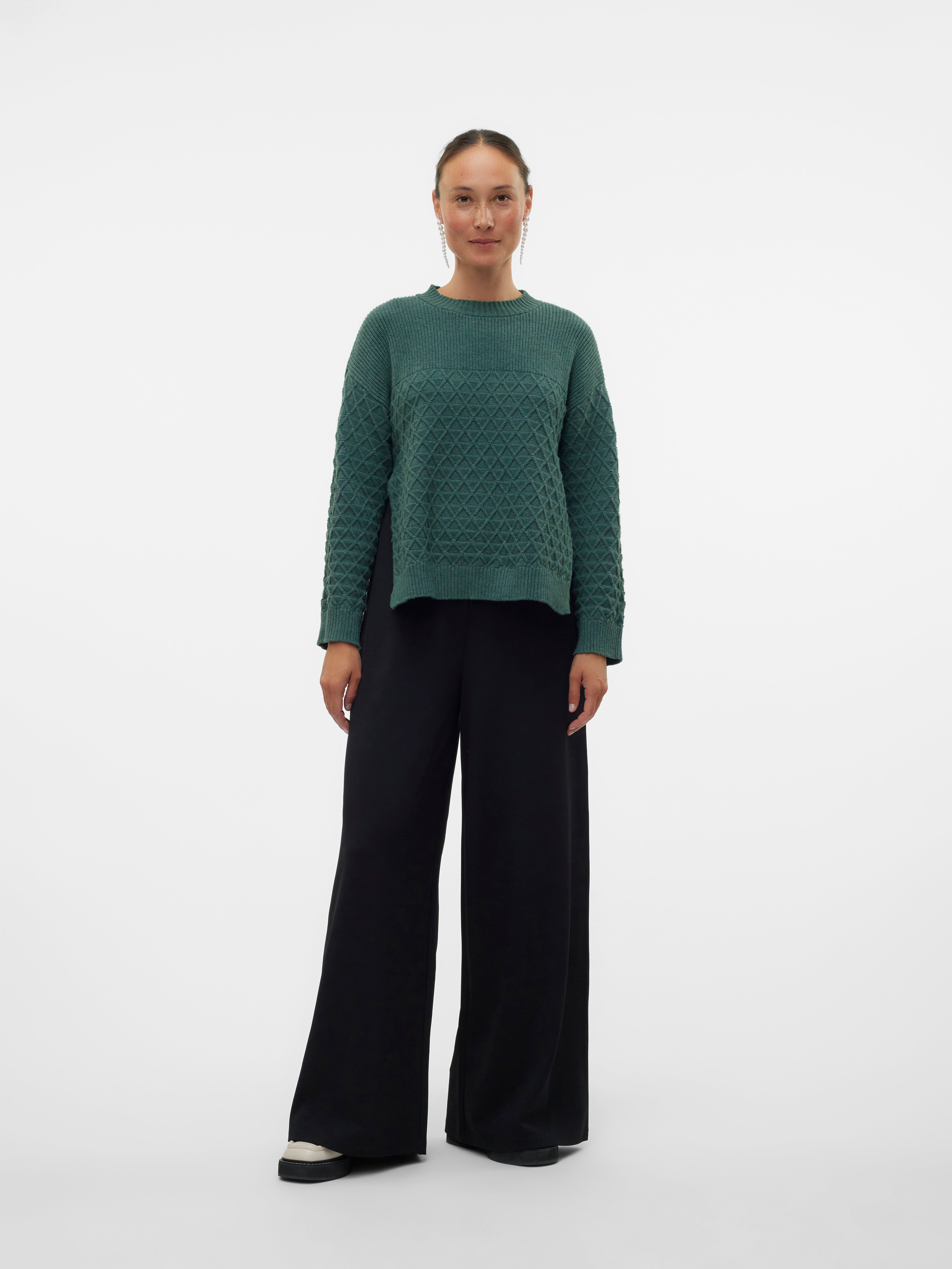 Normal geschnitten Rundhals Pullover