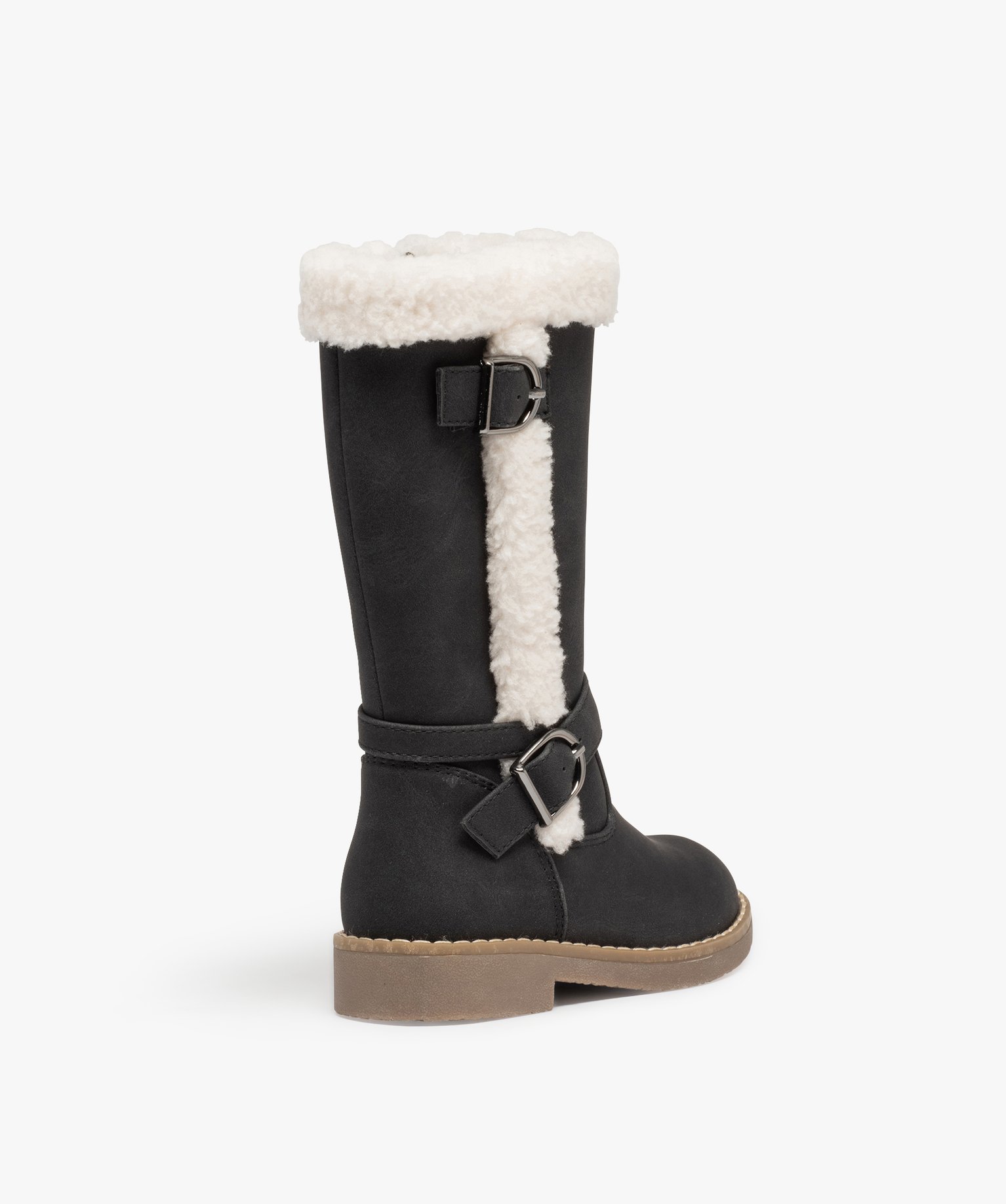Bottes fille unies à bordures en sherpa noir | GEMO