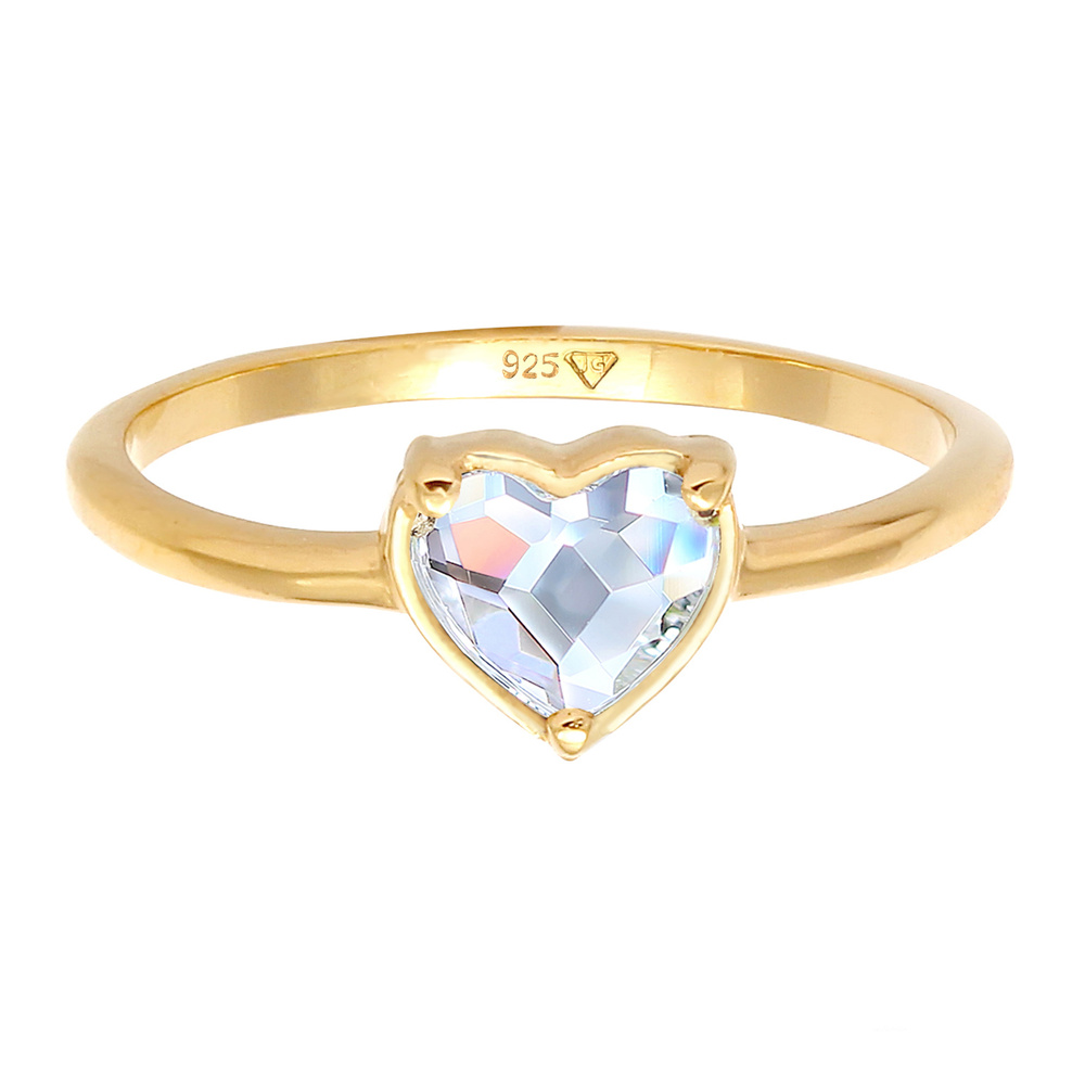 Elli Elli Bague Coeur de dame avec cristal en 925/1000 argent massif Bague