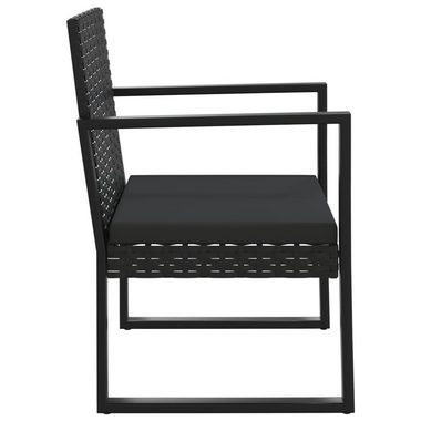 vidaXL Loungesofa 3-tlg. Garten-Lounge-Set mit Kissen Schwarz Poly Rattan, 3 Teile