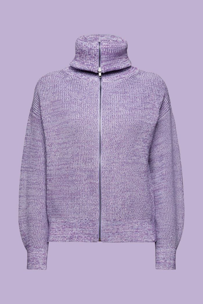 Melierter Strick-Cardigan mit Rollkragen
