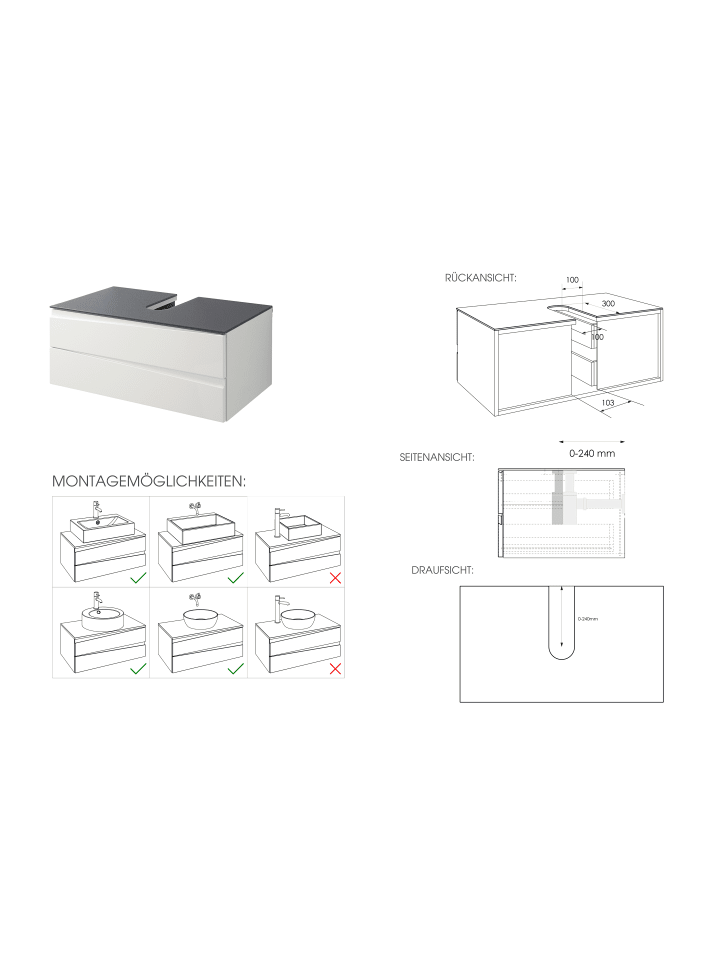byLiving Waschtisch Shape in Weiß - (B) 80 x (H) 33 x (T) 47 cm günstig kaufen onesize