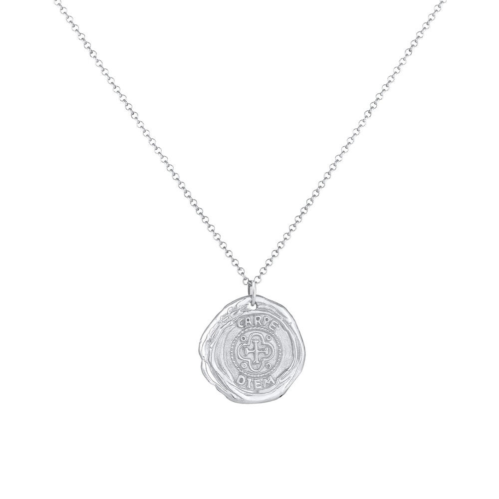 KUZZOI KUZZOI Collier Pendentif de pièce de monnaie pour homme avec lettrage de croix an Bijoux