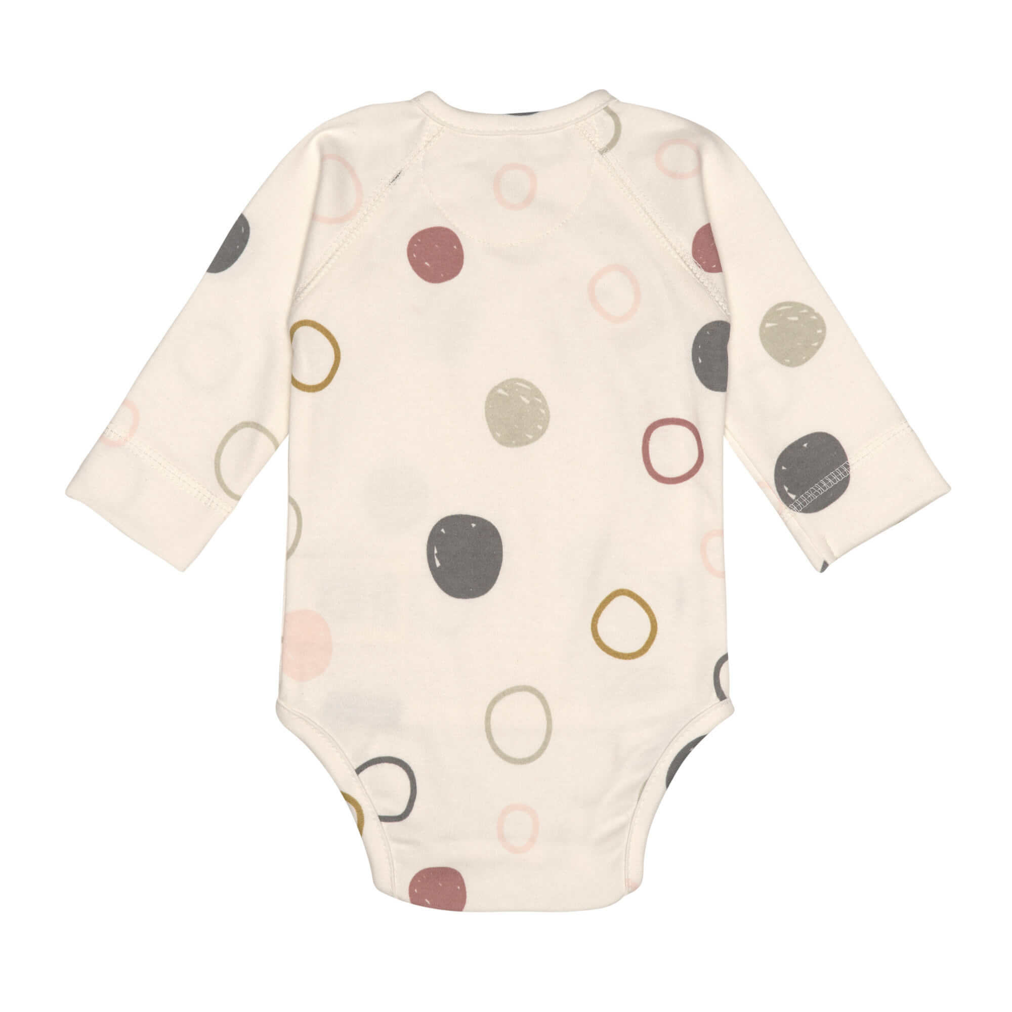 Baby Wickelbody langarm - Bio Baumwolle, Kreise, Beige