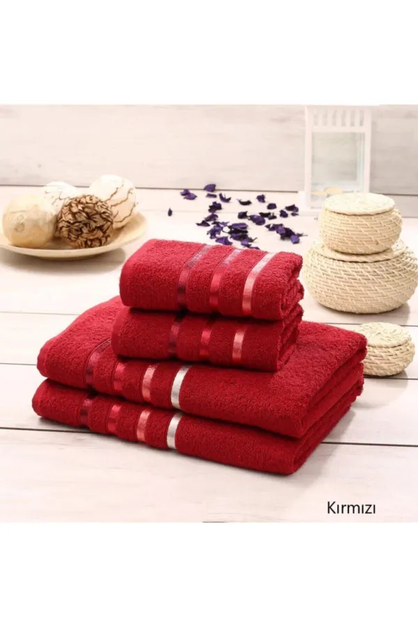 Karna Home  Bale 4-teiliges Badetuch-Set Rot