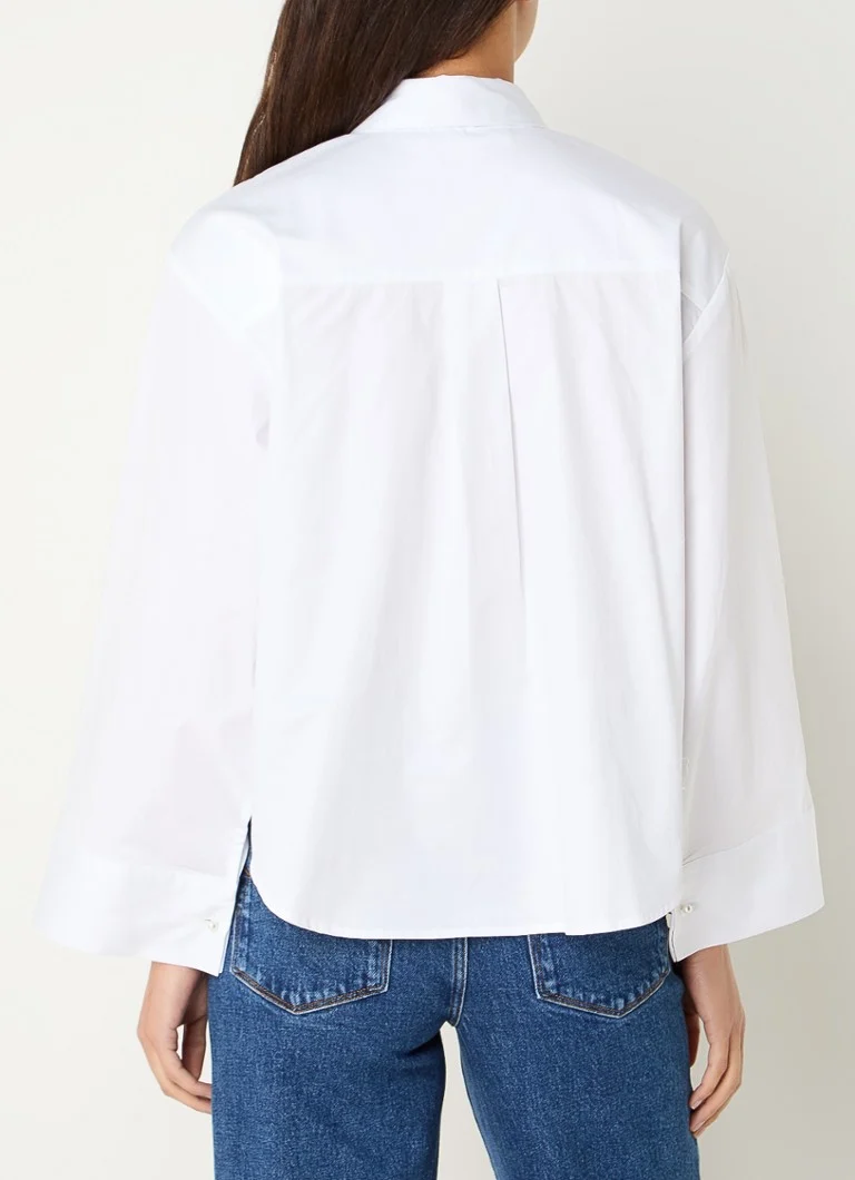 Selected Femme Jody blouse made of organic cotton with faux pearls
