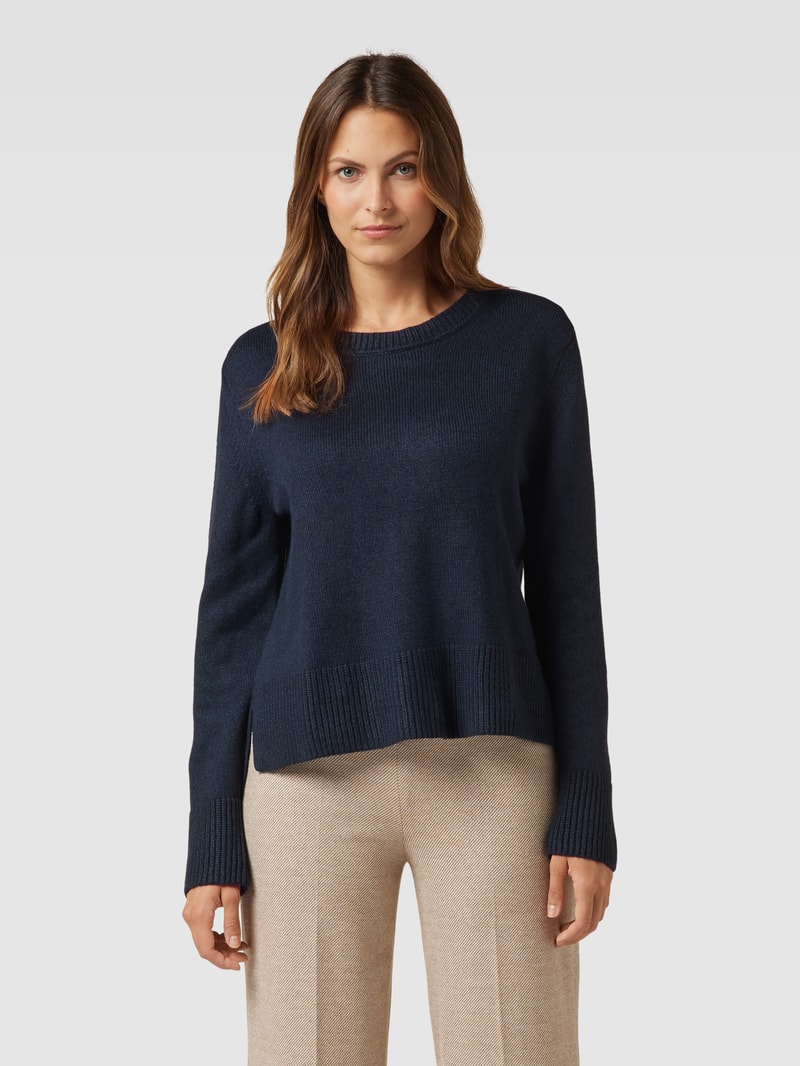 Strickpullover in melierter Optik in marineblau