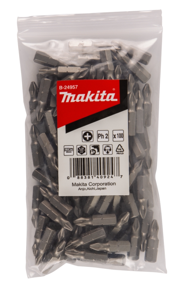 Makita Tilbehør B-24957 Skruebit PH2X25mm refill 100 stk.