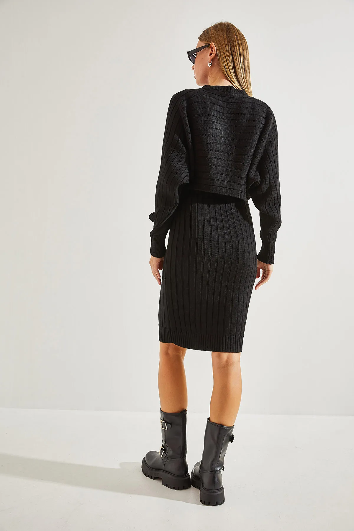 Bianco Lucci  Damen-Strickwaren-Trägerkleid-Pullover-Doppelset