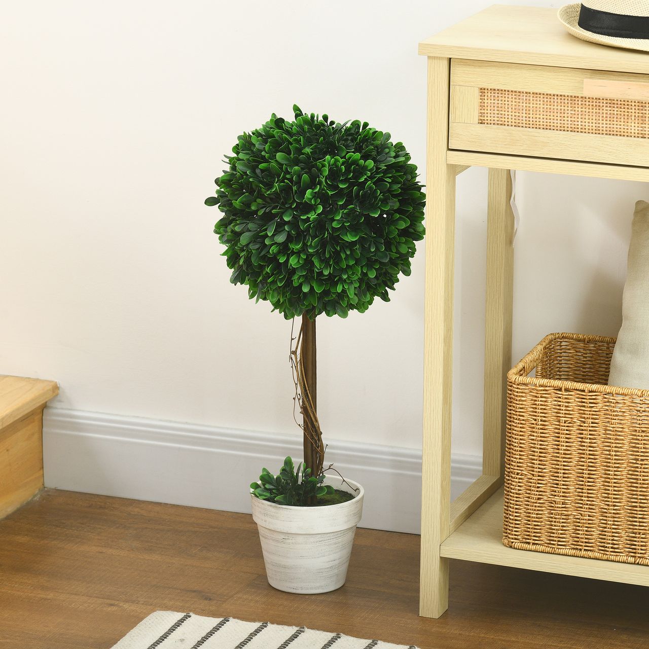 HOMCOM Künstliche Pflanzen, 2er-Set UV-beständige Kunstpflanze, 60 cm Buchsbäume