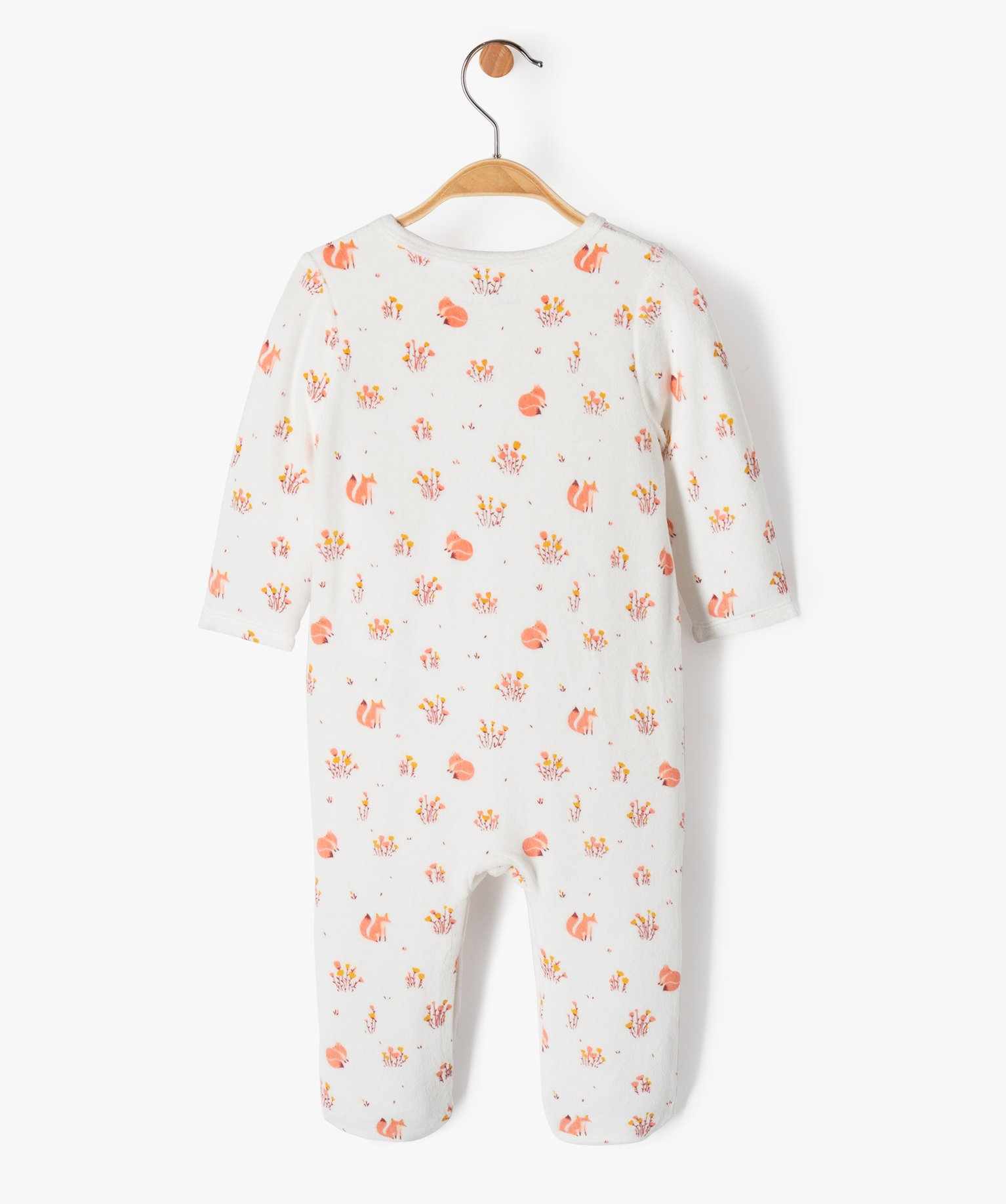 Pyjama bébé fille à motifs renards et petites fleurs beige | GEMO