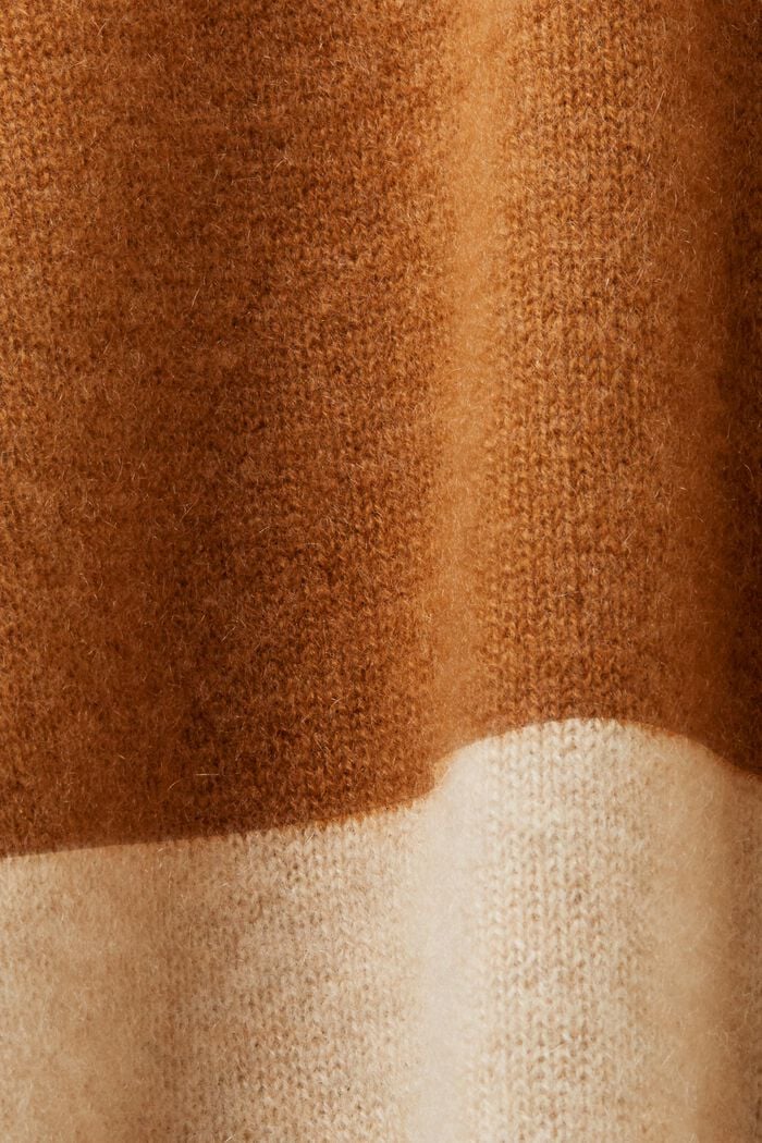 Kaschmirpullover mit Rugbystreifen und V-Ausschnitt