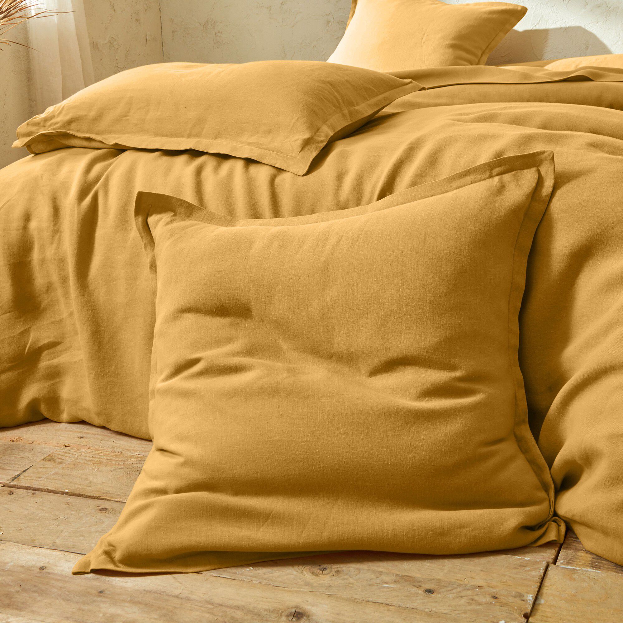 Linge de lit uni lin lavé