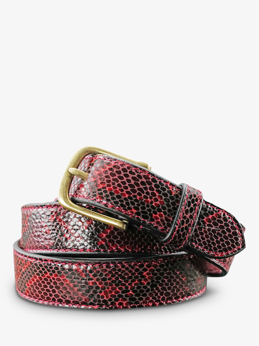 LaCeinture à Boucle Python - Rouge Grenat