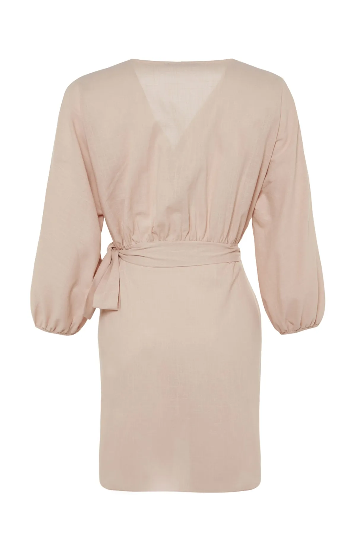 Trendyol Collection  Beigefarbenes Mini-Strandkleid aus gewebtem Zweireiher aus 100 % Baumwolle TBESS23EL00176