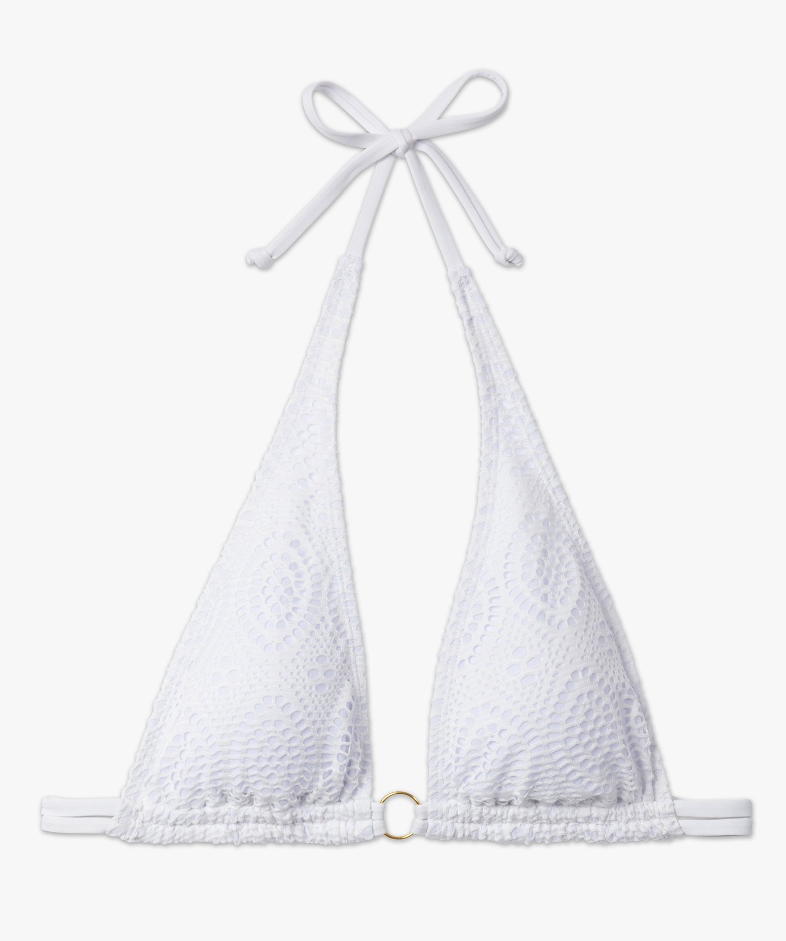 Haut de maillot de bain femme forme triangle en maille ajourée blanc | GEMO