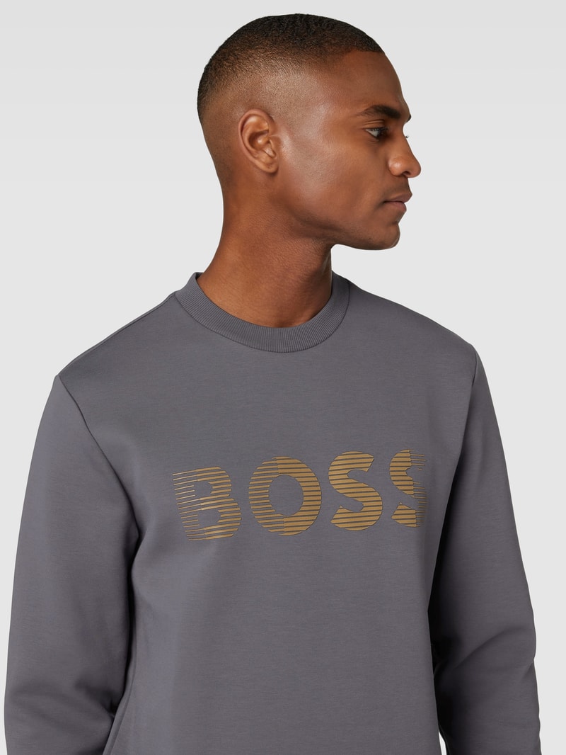 Sweatshirt mit Label-Print Modell 'Salbo' in graphit