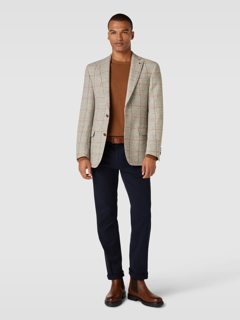 Regular Fit Sakko mit Tartan-Karo Modell 'Theo' in hellgrau