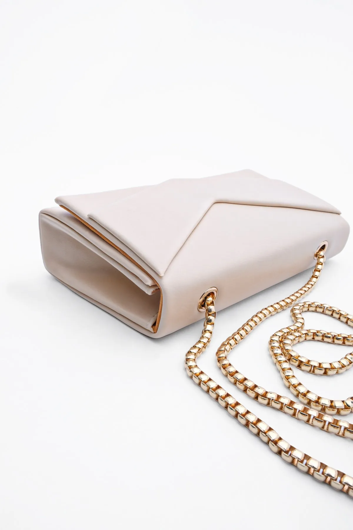 Marjin  Damen-Hand- und Umhängetasche, goldfarben, Kettenriemen, Ginle Beige