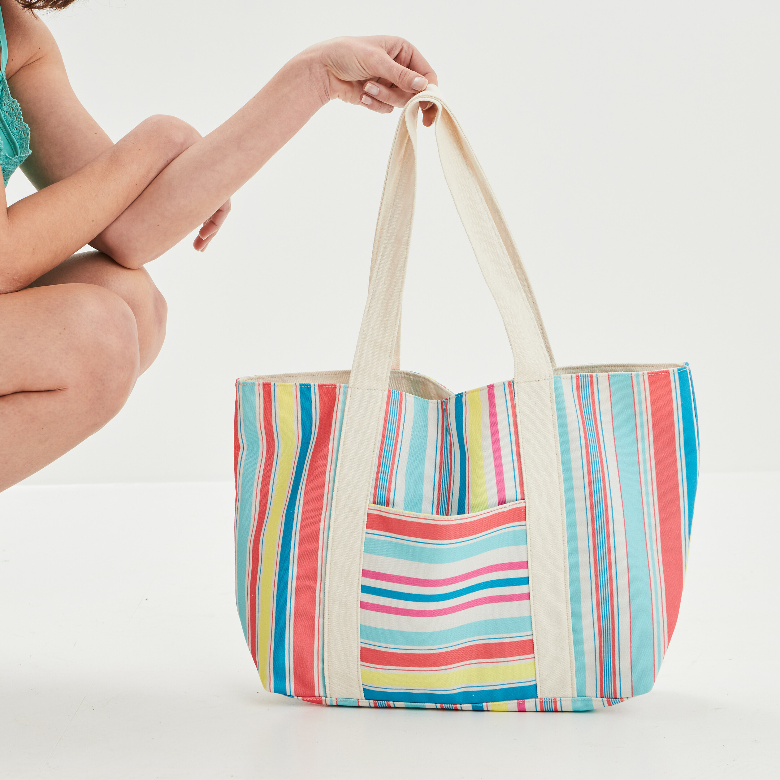 Sac cabas rectangulaire multicolore femme | La Halle