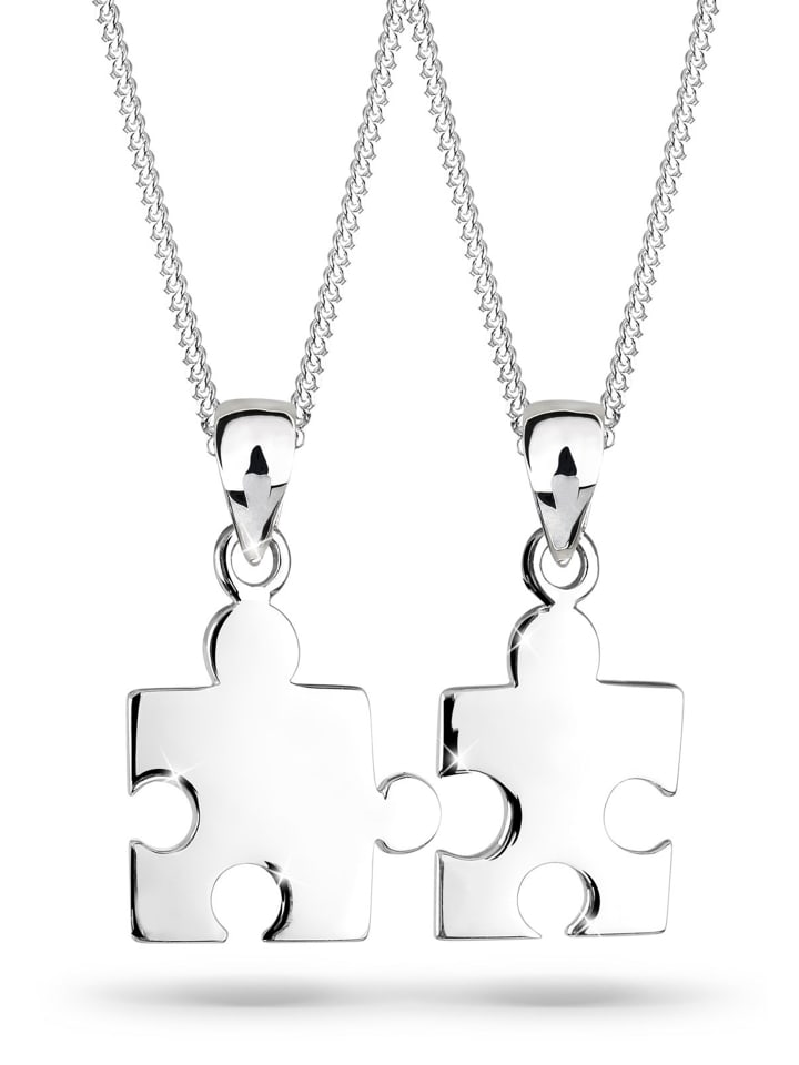Elli Halskette 925 Sterling Silber Puzzleteile in Silber günstig kaufen 45 cm