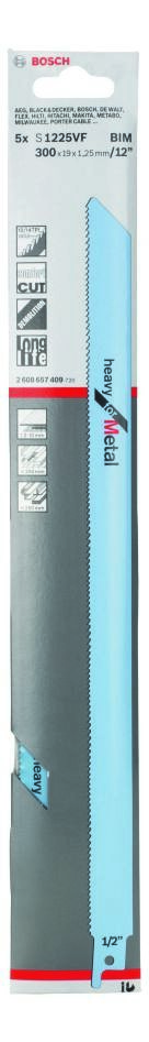 „Bosch Blue Accessories“ 2608657409 S1225VF slankiojančio pjūklo diskas, skirtas metalui, 300 mm, 5 vnt.