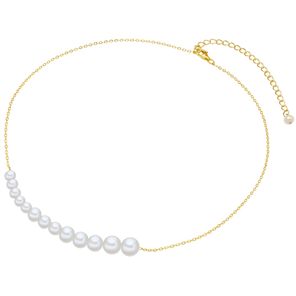 Valero Pearls Collier de perles Argent sterling Perle de culture d'eau douce en Or jaune collier