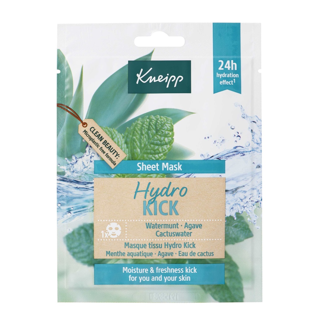 kneipp Masque visage - Menthe aquatique / Agave / Eau de cactus - Hydro Kick Masques visage en tissu