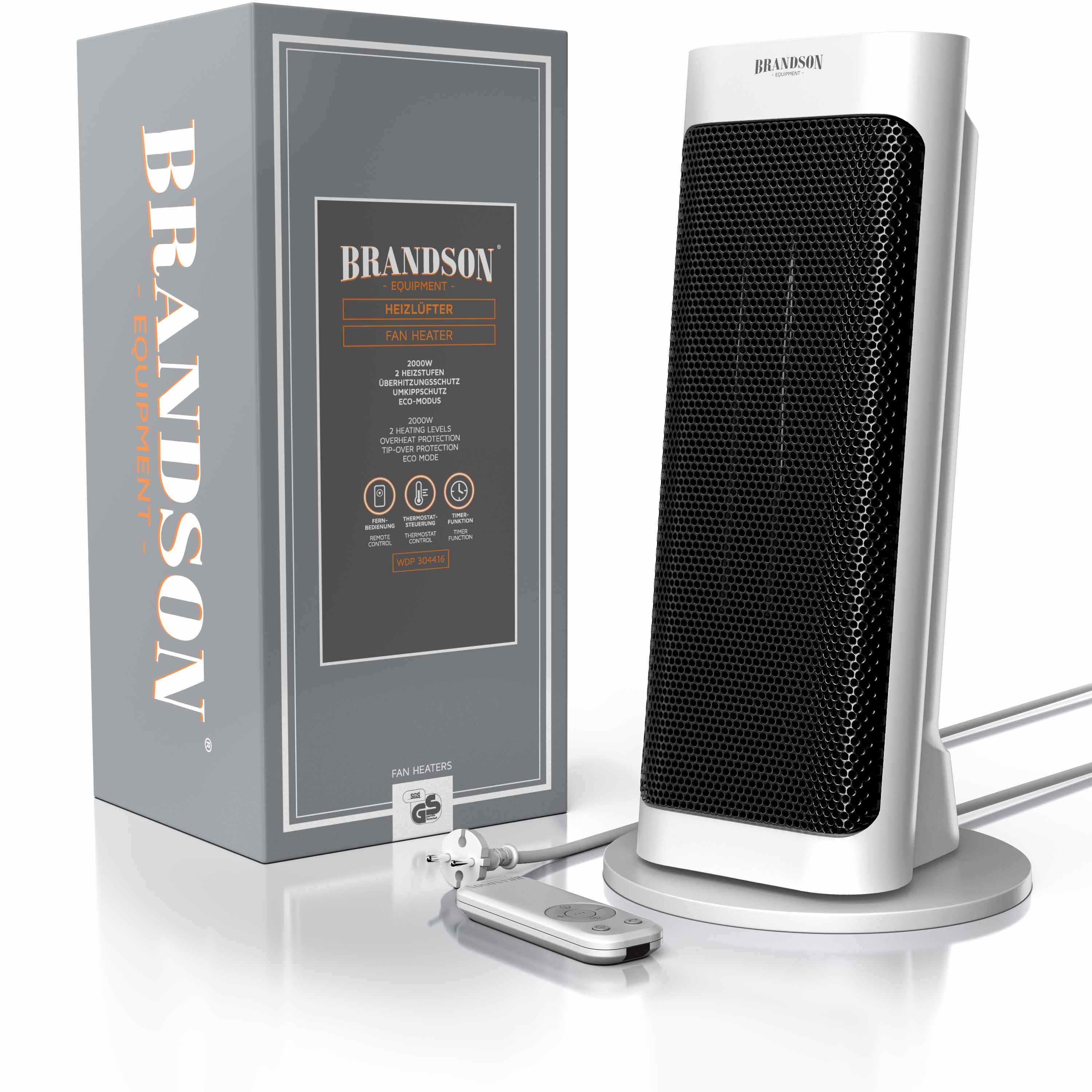 Brandson Keramikheizlüfter, 2000 W, Timer, Fernbedienung, einstellbare Temperatur, Badezimmer Heizung
