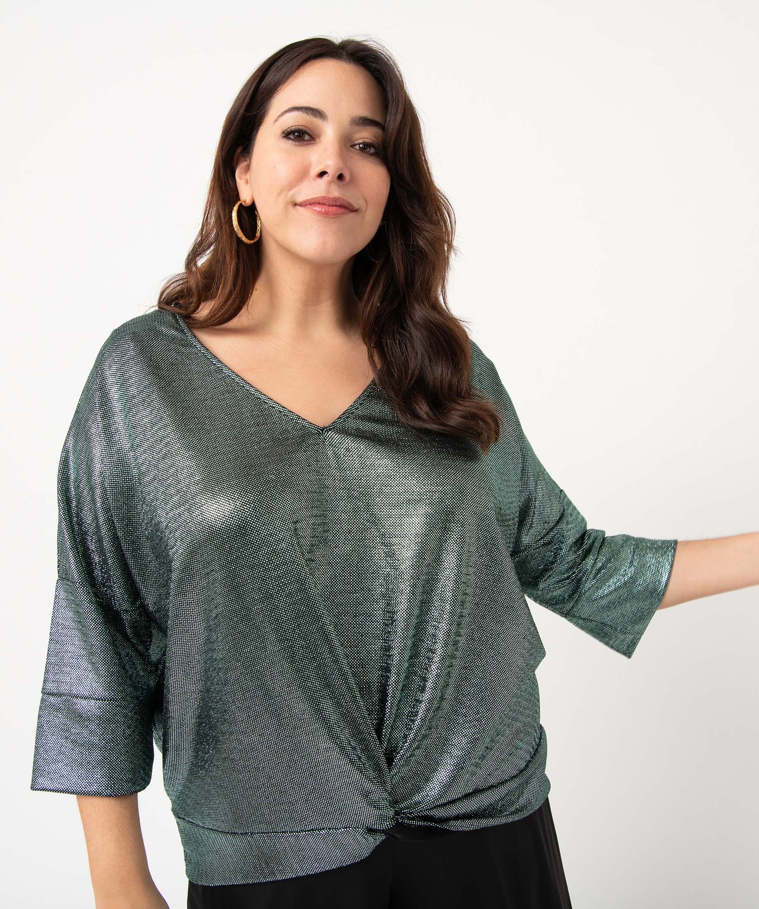 Tee-shirt femme grande taille à manches courtes, paillettes... vert | GEMO
