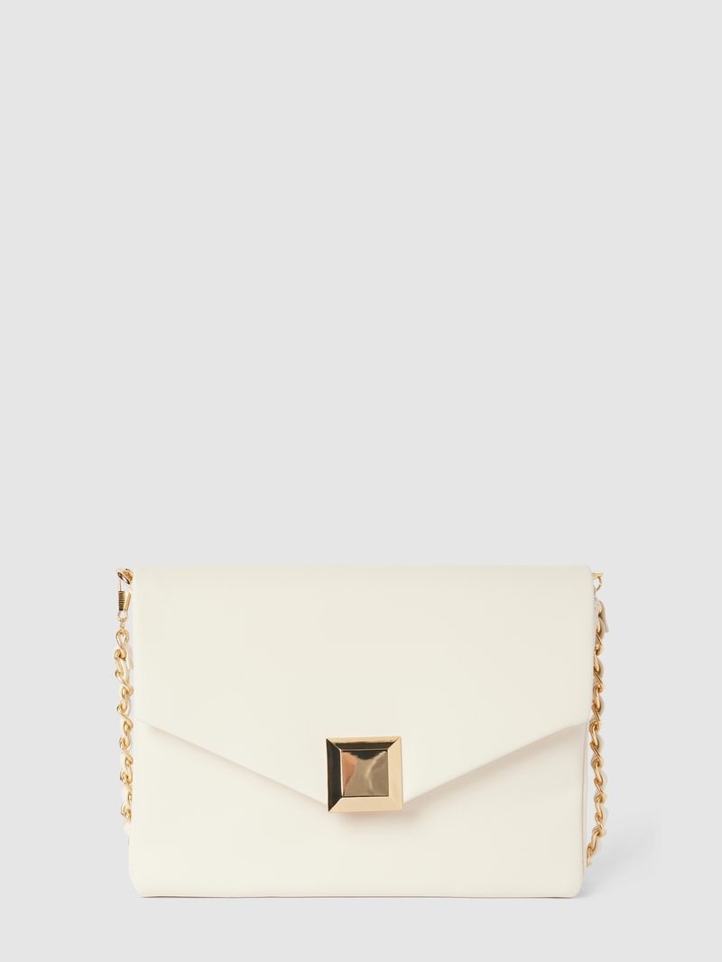 Kuvert-Clutch in Leder-Optik in ecru meliert