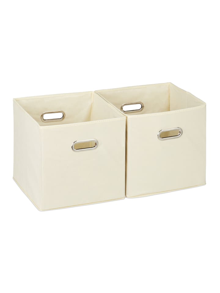 relaxdays 2x Aufbewahrungsbox in Beige - 30 cm günstig kaufen onesize