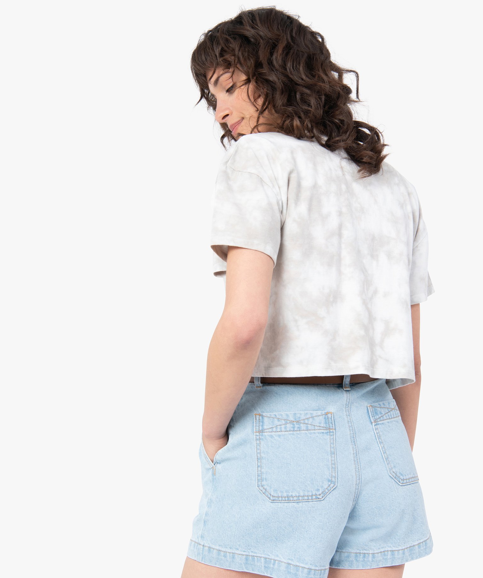 Tee-shirt femme court avec motif sur le buste – La panthè... blanc | GEMO
