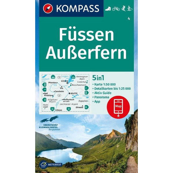 KOMPASS WANDERKARTE FÜSSEN, AUßERFERN 1:50 000