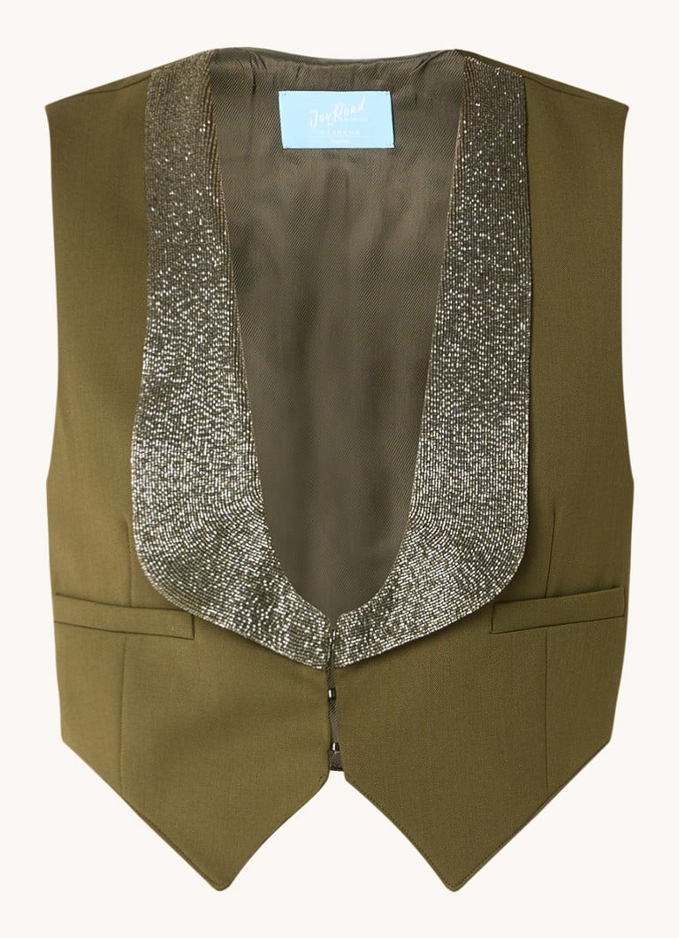 Cardigan MaxMara Gioco din amestec de lână, împodobit cu perle și cu o curea legată.