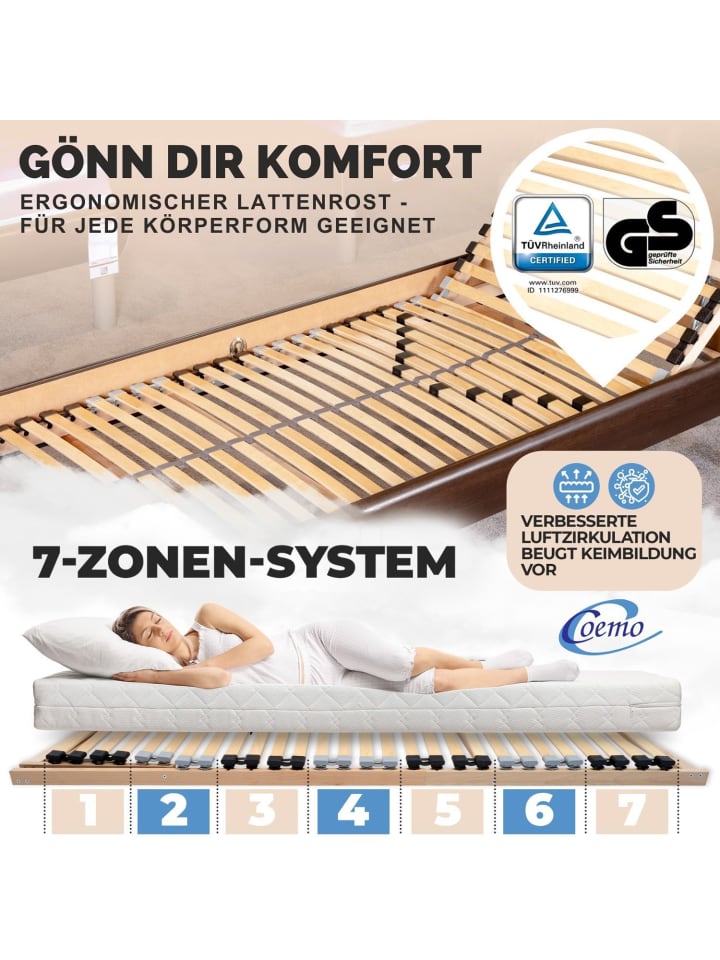 Coemo 2 x Lattenrost Kopfteil verstellbar 90x200 cm in Natur günstig kaufen onesize