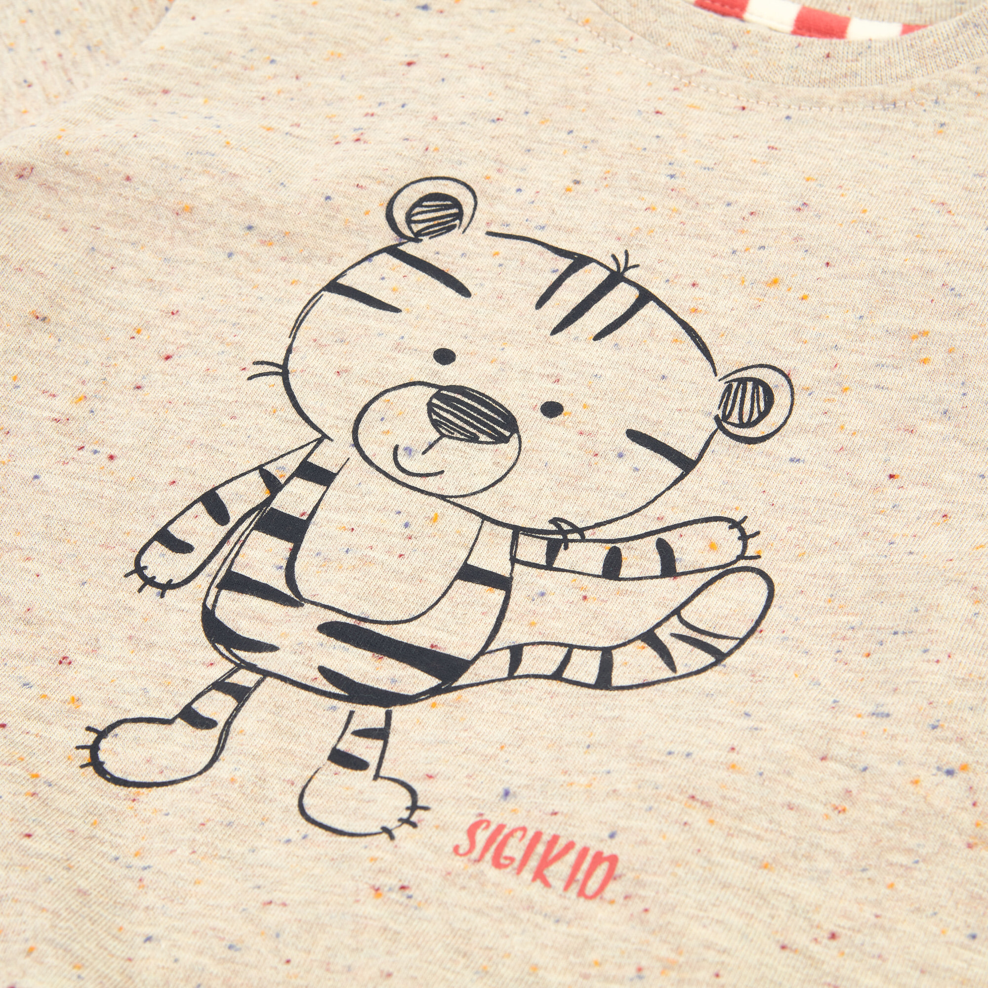 Kurzer Kinder Sommer Schlafanzug Tiger, hell meliert-pin